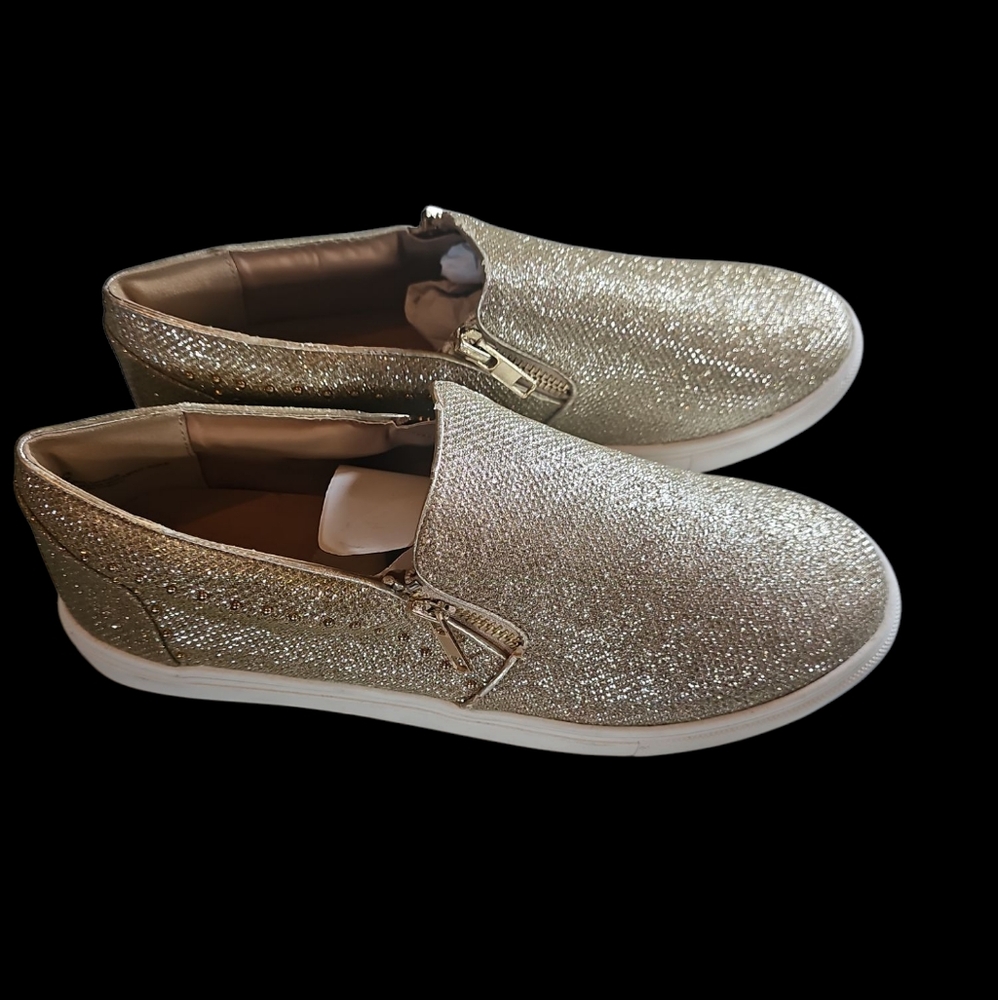 Gold Glitter Slip-On Women's Shoes
